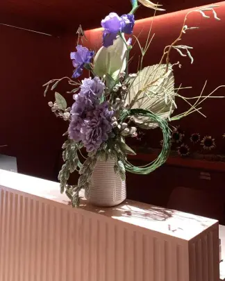 Flower arrangement on a counter